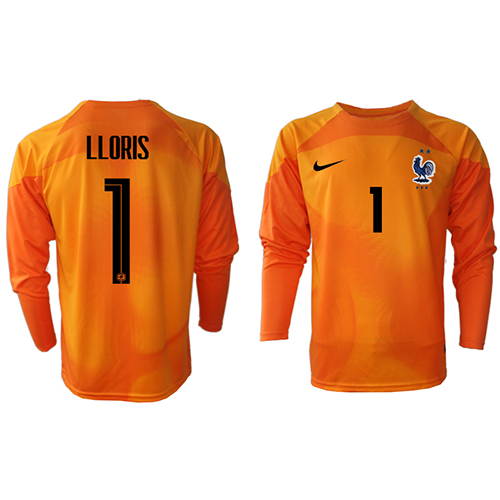 Frankrike Hugo Lloris #1 Keeper Fotballklær Hjemmedrakt VM 2022 Langermet